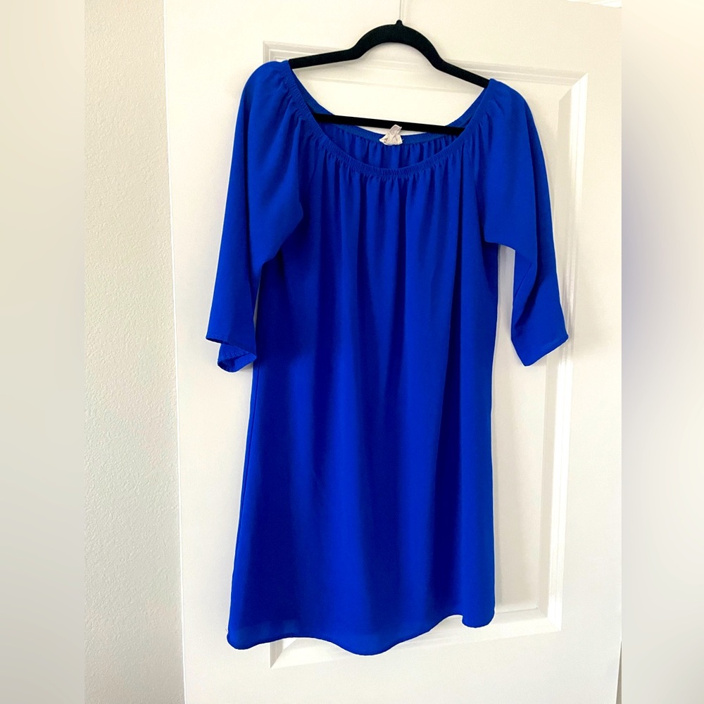 Royal Blue/Zeta Blue summer, strapless, flutter arm dress